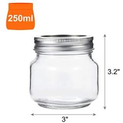 Glotoch Glass Mason Jars 12 Pack, 8 oz. with Regular Mouth Lids and Bands - Ideal for Spices, Canning, Pickling, Preserves, Storage, Crafts, Come with 12 Chalkboard Labels and 1 Brush Included