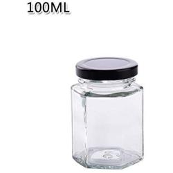 HOMELUNY Pack of 10 Kitchen Food Storage Box Cereal Storage Jars Plastic Glass with Lids Airtight Jars for Candy, Cookie, Rice, Sugar,Flour,Snacks Keeping Food Dry & Fresh 100ML
