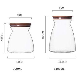 Kitchen Food Storage Jar Airtight Food Storage storage jar Transparent Glass Jar With Natural Bamboo Cover 700ml /1100ml