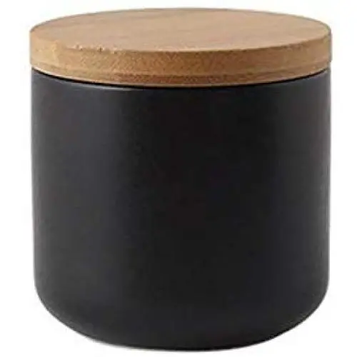 Handmade Ceramics Concise Storage Jar Seal Bamboo Lid Food Jar For Serving Tea, Coffee, Spice (82mmx83mm)