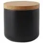 Ceramic Food Storage Jar Canister Modern Design Food Canisters with Airtight Seal Bamboo Lid,Loose Tea Coffee Spice Nuts Snacks Seasonings Storage Jar Canister Caddy (Black 8.79oz/260ml)