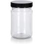 6 oz Clear PET Spice Bottle with Black Ribbed Cap (12 pack) + Labels