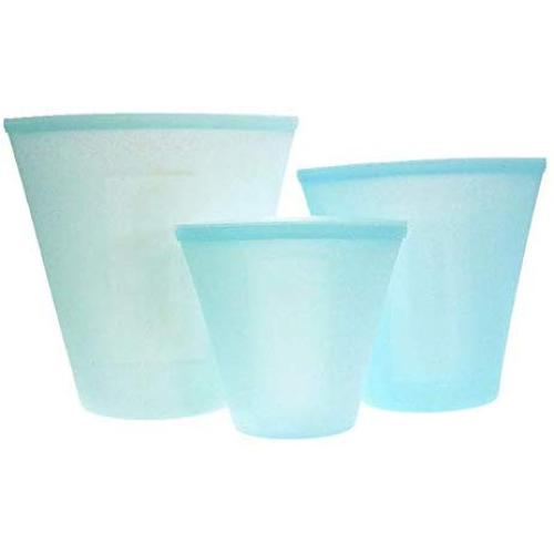 Food Bags - For Vegetable Snack Meat, Leakproof Seal Saves Space, A Reusable Solid Color Silicone Food Storage Bag Container，Szseven