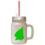 Green Peterbald Cat Head Silhouette Frosted Glass Mason Jar With Straw