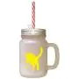 Gelber Britisch Kurzhaar Katten Silhouetten #3 Mit Frostglas-Glasflasche und Strohhalme