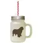 Brown Clumber Spaniel Silhouette Frosted Glass Mason Jar With Straw Brown Clumber Spaniel Silhouette Frosted Glass Mason Jar With Straw