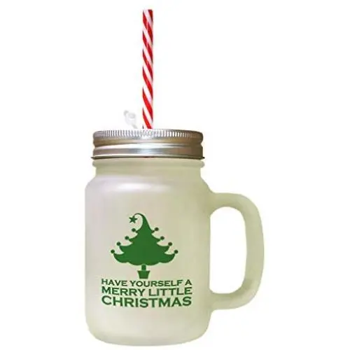 Bouteille en verre décorée de flocons de neige : Forest Green, Joyeux Noël Avec Pailles. Bouteille en verre décorée de flocons de neige : Forest Green, Joyeux Noël Avec Pailles.