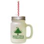 Forest Green Have Yourself A Merry Little Christmas Tree Frosted Glass Mason Jar With Straw