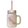 Maroon Sweet Taste! Sweeter Then Honey Frosted Glass Mason Jar With Straw