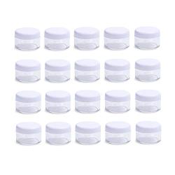 50Pcs Clear Plastic Jars with White Lids Empty Cream Jars with Screw On Lids Makeup Sample Containers Bottle Pots Vials Holders Dispenser for Cream Lotion Nails Powder Eyeshadow 20g/20ml