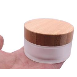 30g 30ml Environmental Bamboo Lid Frosted Glass Bottle Cream Jars Empty Cosmetic Comtainer 1pcs