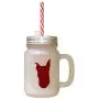 Maroon Miniature Pinscher Silhouette Frosted Glass Mason Jar With Straw Maroon Miniature Pinscher Silhouette Frosted Glass Mason Jar With Straw