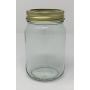 Pint (16 oz) Mayo Glass Jars with Gold 2-piece lids by Richards Packaging 12 pack Flats and Bands Included