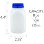 8-Ounce Plastic Milk Bottles (12-Pack); HDPE Bottles Great for Milk, Juice, Smoothies, Lunch Box & More, BPA-Free, Dishwasher-Safe, BPA-free