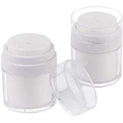 Airless Pump Jars, Sdootbeauty 30ml/1oz Empty Refillable Makeup Cosmetic Jar Containers, Airless Lotion Cream Jars with Lids Air Pump Travel Jars, 2 Pack