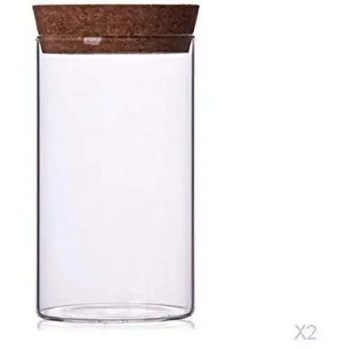 Mini Glasbehälter 2er Set mit Korkstopfen – Super Versiegelt, Lebensmittelechter Glasbehälter für Küche, Haushalt, Zucker, Marmelade, DIY Hochzeitssüßigkeiten – 6 Tall