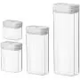 HIZLJJ Set of 4 Food Storage Containers,Silicone Airtight Lids for Pasta,Tea,Coffee,Cookies,Snacks For Kitchen and Pantry, Borosilicate Jars HIZLJJ Set of 4 Food Storage Containers,Silicone Airtight Lids for Pasta,Tea,Coffee,Cookies,Snacks For Kitchen and Pantry, Borosilicate Jars