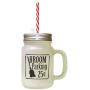 Black Broom Parking 25 Cents Frosted Glass Mason Jar With Straw