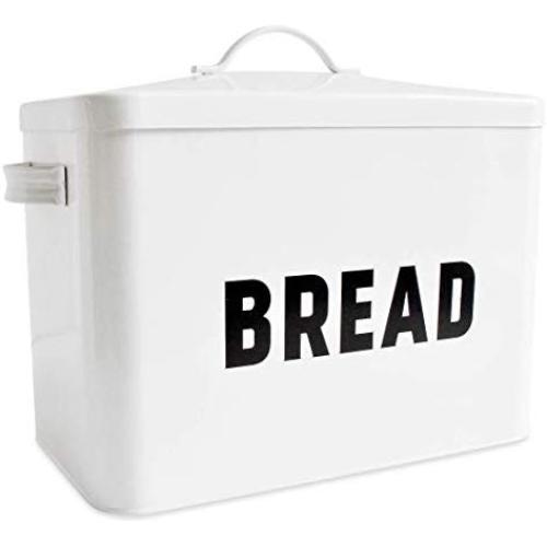 Metal Bread Box - Countertop Space-Saving, Extra Large, High Capacity Bread Storage Bin for your Kitchen - Holds 2+ Loaves - White with Bold BREAD Lettering