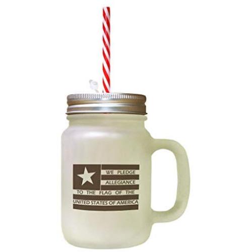 Bouteille en verre Frosted Mason Jar avec Straw : Nous prions le serment d'allégeance au drapeau. Bouteille en verre Frosted Mason Jar avec Straw : Nous prions le serment d'allégeance au drapeau.