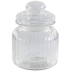 Clear Glass Candy Jar Set - 2 Pcs Small Cookie Container with Lid Tea Storage Canisters (650 ML/22 OZ)