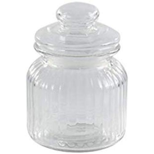 Clear Glass Candy Jar Set - 2 Pcs Small Cookie Container with Lid Tea Storage Canisters (650 ML/22 OZ)
