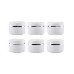 Empty White Silver Edge Portable Refillable Plastic Cosmetic Makeup Face Cream Jar Sample Container Bottle Pot (100ml(3.4oz)-6PCS)