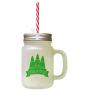 Green Trick Or Treat Halloween Candies Style 1 Frosted Glass Mason Jar With Straw