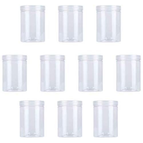 UPKOCH 10pcs 500ml Clear Plastic Containers Transparent Storage Container with Lids for Cookies Tea