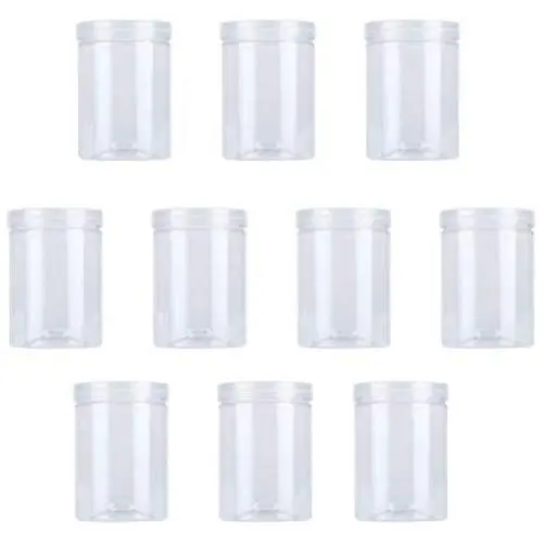BESTONZON 10er Transparente Lebensmittelbehälter Runder Kunststoff-Aufbewahrungsbehälter für Küche, Pasta, Gewürze, 500ml