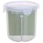 Storage Jar with Seal Cover 4 Lattices Refrigerator Food Preservation Container Plastic Kitchen Storage Box,Small Green
