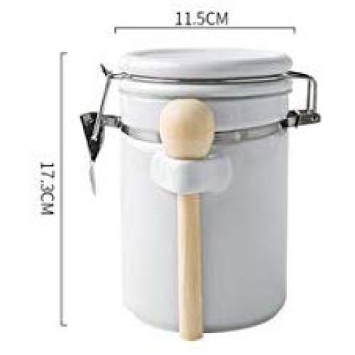 Creative Ceramic Large Sealed Cans With Lid Storage Tank Tea Cans Food Storage Bottle Grain Box Jars Canister Kitchen Stuff,L With Spoon