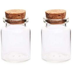 2Pcs 3040Mm 15Ml Glass Bottles Wishing Bottle Empty Sample Storage Jars With Cork Stoppers Home Storage Organization