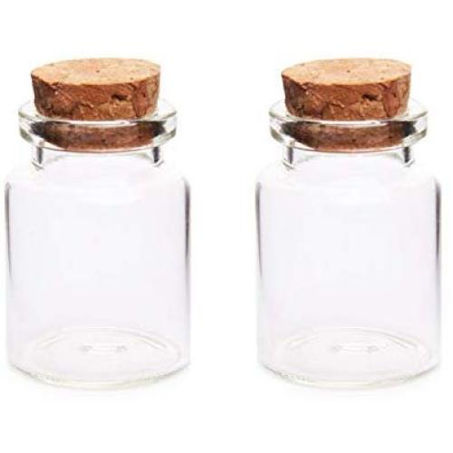 2Pcs 3040Mm 15Ml Glass Bottles Wishing Bottle Empty Sample Storage Jars With Cork Stoppers Home Storage Organization