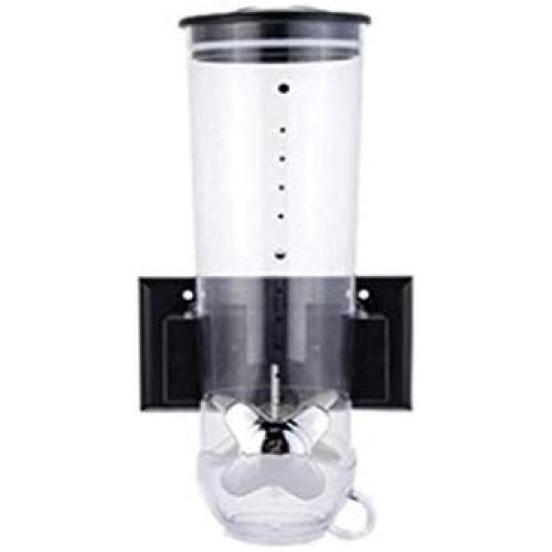 JIJIKOKO Kitchen Cereal Dispenser Wall Mounted Rice Jar Dry Food Snack Grain Canister Plastic Storage Nuts Storage Cereal Grain Box Large Capacity (Black)