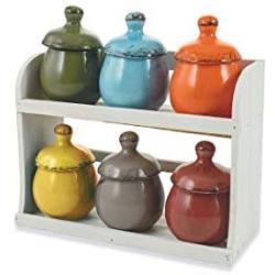 Villa dEste Home Tivoli Jars with Stand, Ceramic, Multicoloured, One Size