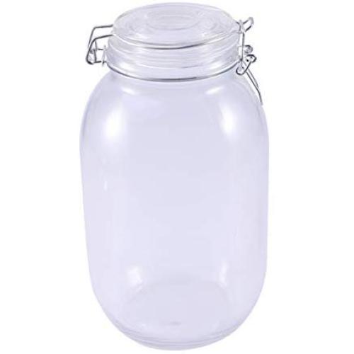 TOPBATHY 1 Pc Premium Durable Clear Seal Jar Glass Jars with Stainless Steel Lids Storage