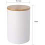 Ceramic canister storage jar tea jar container with bamboo lid (airtight) (White, 10.5x16cm)