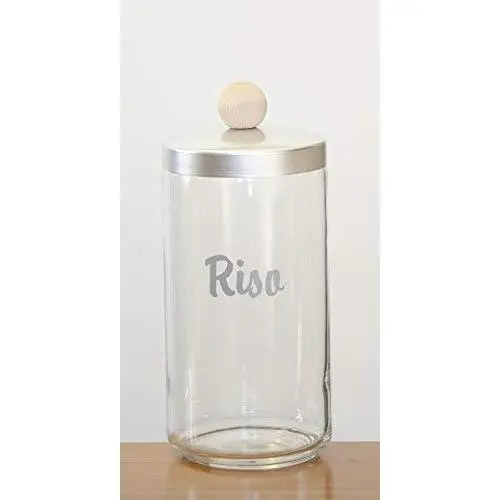 Italo Ottinetti Glass Jar Dull Aluminium Lid Wooden Knob 1.5 Litre Ri, Metallic, one Size