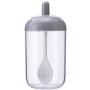 TOPBATHY Transparent Spice Storage Jar Seasoning Bottle Glass Condiment Storage Pot Sugar Salt Container With Lid And Spoon For Home Kitchen (Grey)