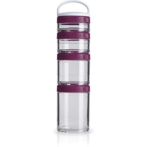 BlenderBottle C02504 GoStak Twist n Lock Storage Jars, 4-Piece Starter Pak, Plum