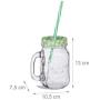 Relaxdays Drinking Mason Jam Jars with Straws and Handles, Set of 8, 400 ml, Colourful Iced Beverages Glass Set, Standard