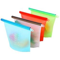 Kitchen Food Storage Jar Airtight Food Storage Silicone food storage bag can be reused, vacuum, leak-proof sealed fruit and vegetables food storage container meat fridge food storage (set of 4)