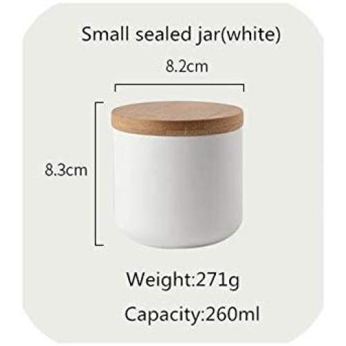 260Ml/800Ml/1000Ml Sealed Ceramic Storage Jar With Bamboo Lid Spices Tank Container Kitchen Food Bottle Coffee Tea Caddy,S Sealed Jar-White