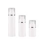 3 Pcs 15ML 0.5OZ White Airless Pump Press Bottle with Silver Coil Transparent Lid Empty Refillable Portable Buckle PP Container Cream Emulsion Essence Serum Vial Makeup Holder Pot Jar Pot