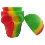 TOPJAR Wax Carving Container Set (15ml Skull Series) - Rasta Nonstick Silicone Jar & Green Small Mat & Carver Tool Each 1