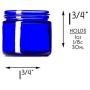 1 Oz (30 ml) BLUE Glass Jars with White Metal Screw Lids with Inner Gasket- pack of 12