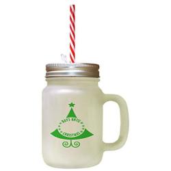 Green Days Until Christmas Frosted Glass Mason Jar With Straw