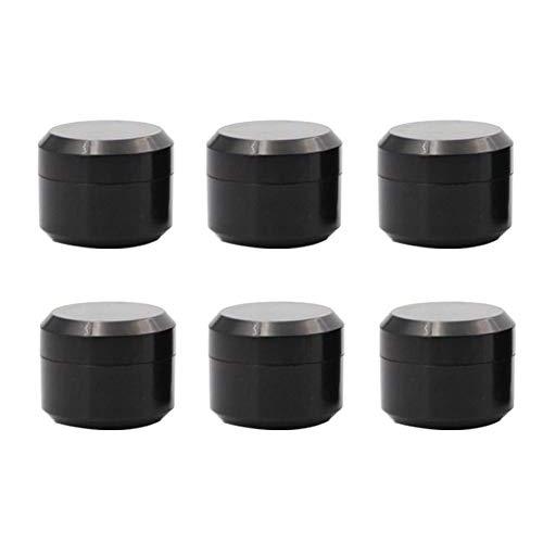 6PCS 5ml/0.2oz Empty Refill Black Plastic Double Layer Cosmetic Sample Jar Pots Eyshadow Packing Storage Container With Black Screw Lid for Travel Make Up Cream Lotion Nails Powder