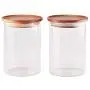 Essos Glasbehälter mit Holzdeckeln Set von (2) 32oz Luftdichte & Stapelbare Aufbewahrungsvorrichtungen für Küche oder Vorratskammer – Dose für Lebensmittel, Kekse, Kaffee, Nudeln